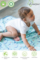 Ocean Dive' 2 layer organic muslin blanket : Dolphin